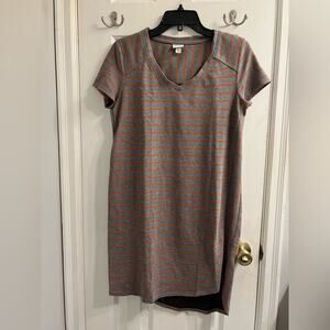 MERONA Shirtdress Dress V Neck Grey Orange Sz M